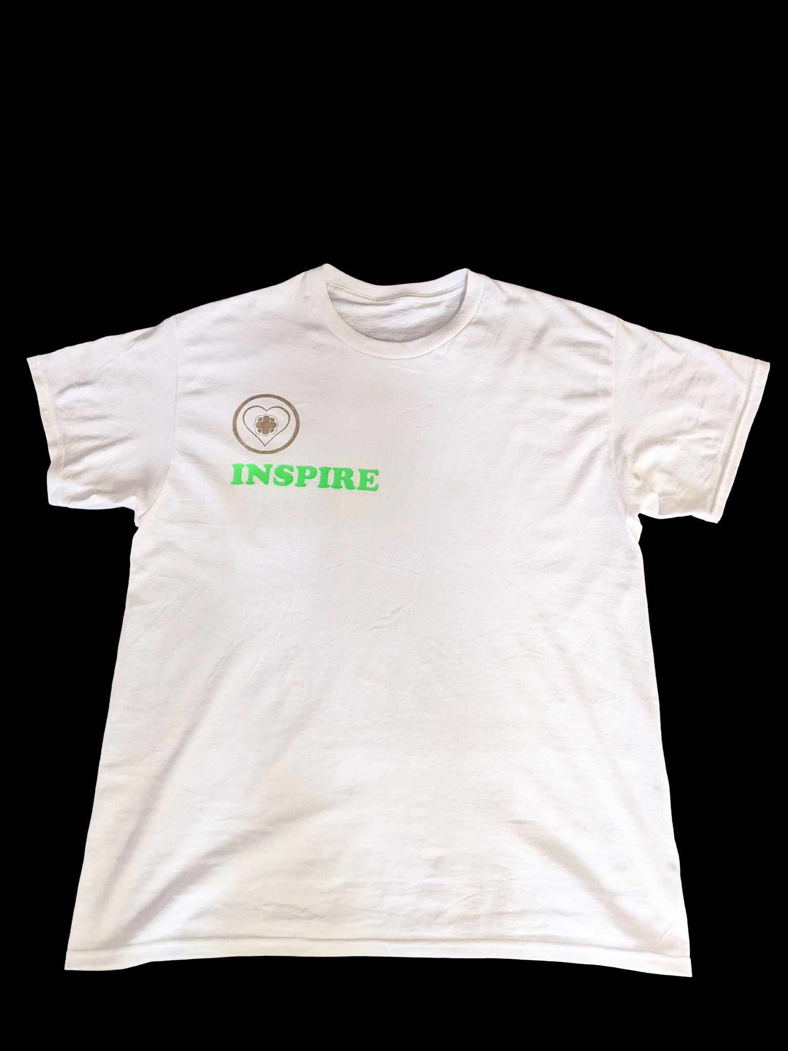 'Inspire' Motto Tshirt - white/neon green/gold